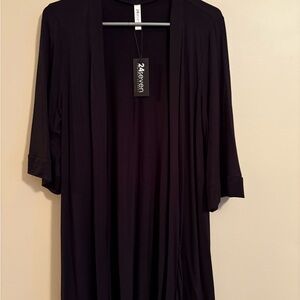 24/7 Comfort Apparel Black Cardigan Sweater